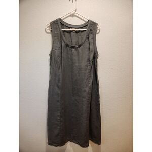FLAX 100% Linen Sleeveless‎ Dress Women's M Gray Made in Lithuania NWOT